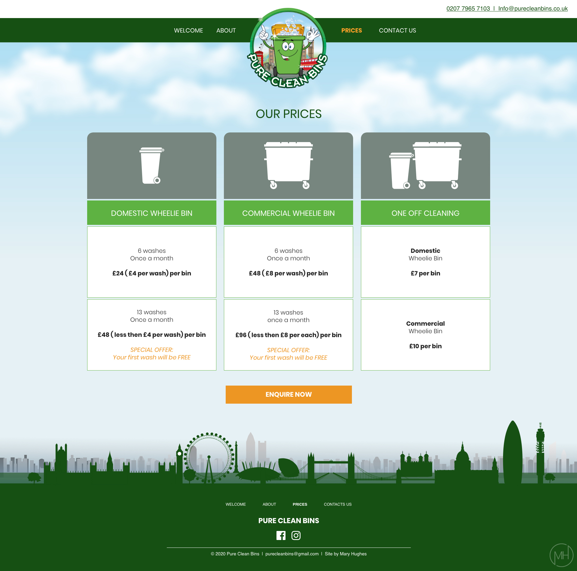 Prices page